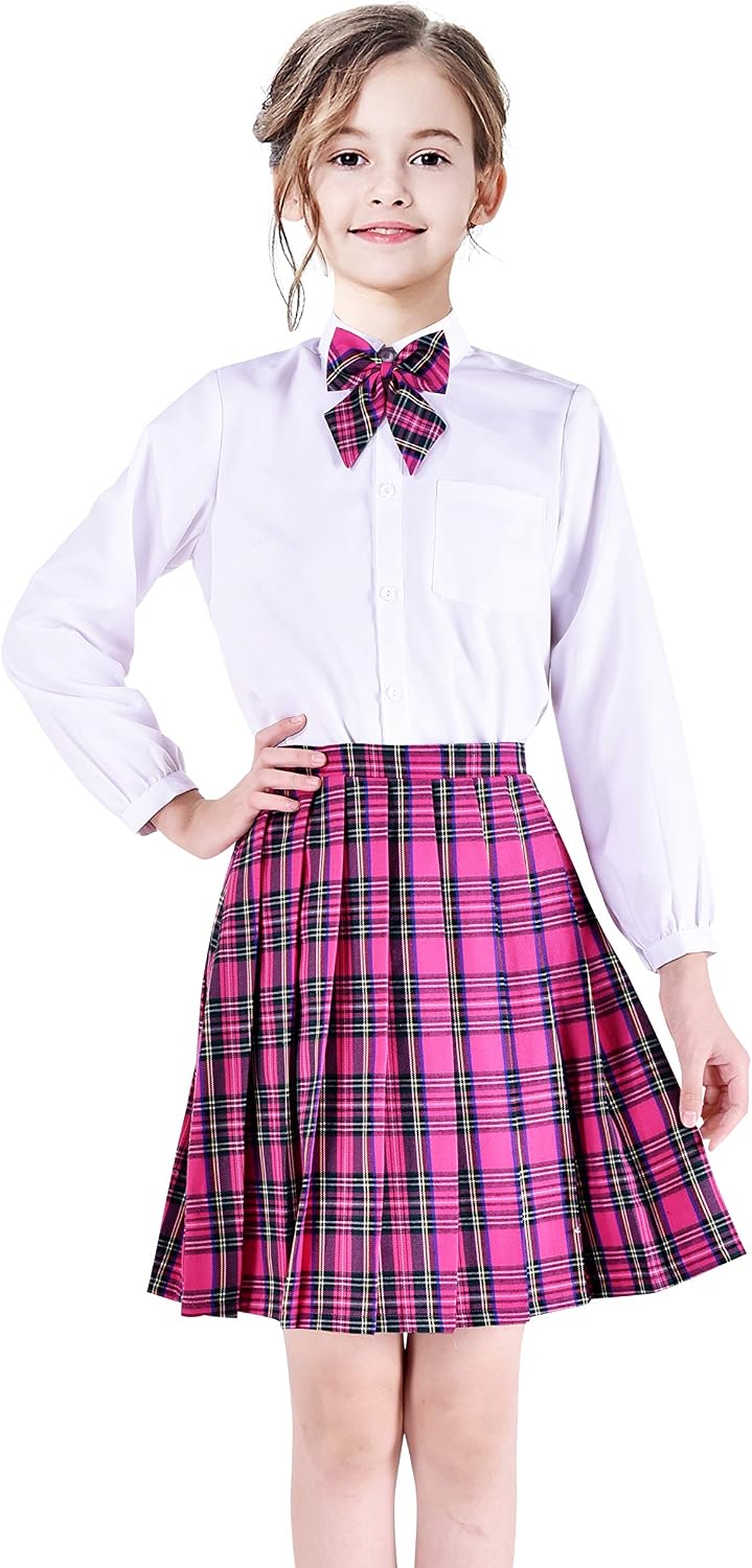 Red Plaid School Uniform Set