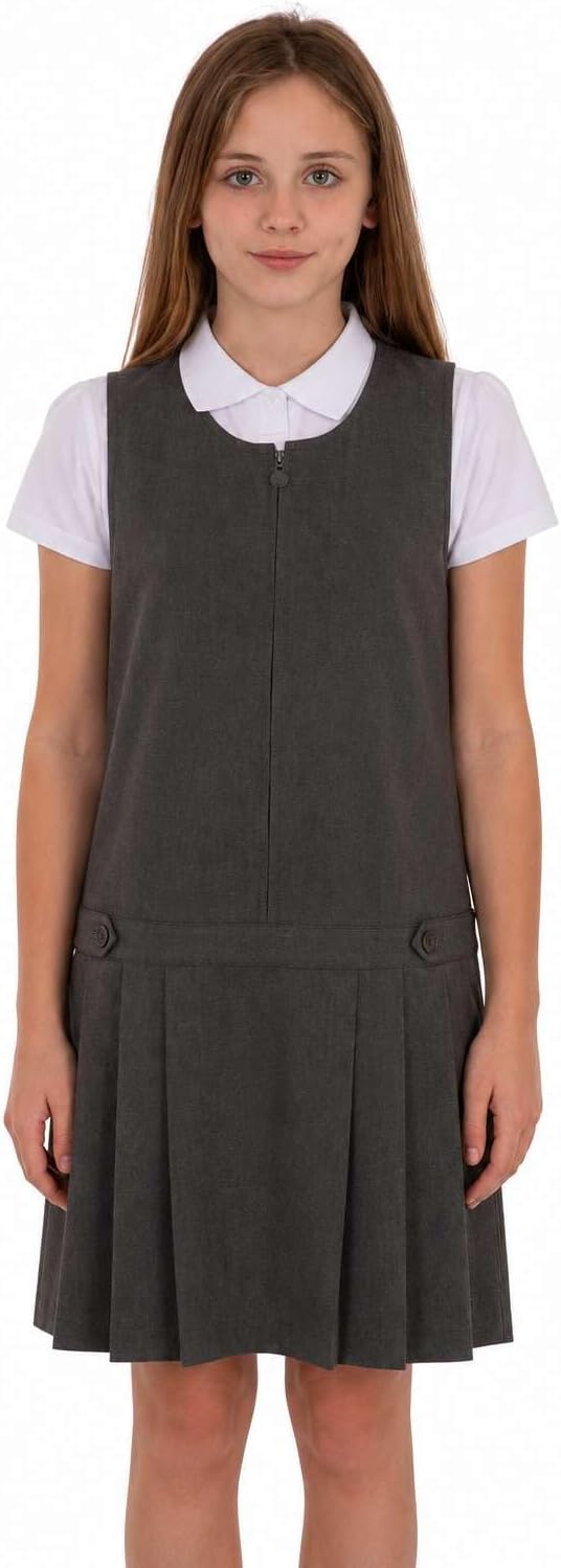 Girls Pleated School Pinafore 2 Pack