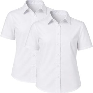 Girls Short Sleeve School Shirts Pack of 2