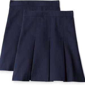 Girls' Pleated School Uniform Skirt, Pack of 2
