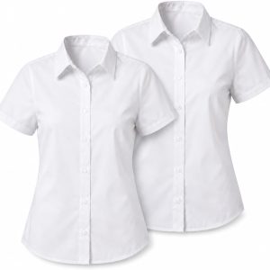 Girls White School Shirt Twin Pack